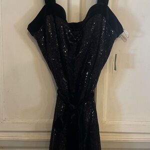 Macy's Elegant Black Strapless Sequin Dress